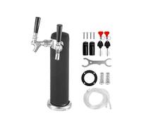 (with colomn cover, One size) Dual Faucet Draft Beer Tower,3" Dia.Polished Beer Column Kegerator Homebrew Dispenser Kit with Pre-Assembled Tubing Wrench Tools