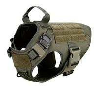 With Control Handle Military Tactical Adjustable Nylon Large Dog Harness Outdoor Dog Camping Training Harness For German Shepherd Labrador,Green,XL