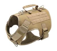 With Control Handle Military Tactical Dog Training Camping Harness Vest For Golden Retriever Shepherd Bulldog Labrador,Khaki,L