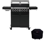 (With Cover) CosmoGrill 6 Burner Yamara Dark 4+2 Gas BBQ