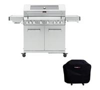 (With Cover) CosmoGrill 8 Burner Stainless Yamara 6+2 Gas BBQ