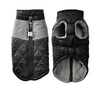 With D-ring Chihuahua Pug French Bulldog Jacket Winter Warm Puppy Jacket Outdoor Windproof Reflective Pet Clothing Warm Fleece Puppy Clothing Coat Jacket Vests,Black,XS