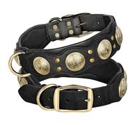 With D-Ring Soft Comfort Adjustable Padded Leather Dog Training Collar Suitable For Medium And Large Dogs Shiba Inu Bulldog Greyhound,Black,L