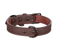 With D-Ring Soft Comfortable Adjustable PU Leather Dog Training Collar For German Shepherd French Bulldog Greyhound Shiba Inu,Brown,S