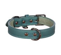 With D-Ring Soft Comfortable Adjustable PU Leather Dog Training Collar For German Shepherd French Bulldog Greyhound Shiba Inu,Green,XL