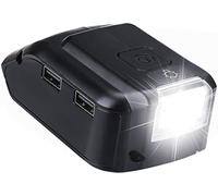 【with DC/USB Ports & LED Light】 Replacement for Dewalt Battery Adapter 20V Phone Charger Heated Jacket Ddapter for Dewalt DCB090 Converters Power Source (for Dewalt 14.4V 18V 20V Battery)