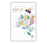 With Deepest Sympathy Card, Bee Design, Rose Gold Foil Finish, UK Made