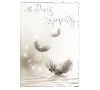 With Deepest Sympathy Card with Foil Detail, Condolence Card Feather Design and White Envelope Memorial 3507