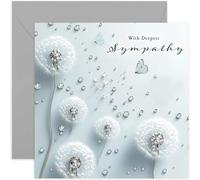 With Deepest Sympathy Condolences Greeting Card - Beautiful and Elegant Dandelion Artwork - Bereavement, Loss, Thinking of You - Blank Inside with Envelope - Made in the UK