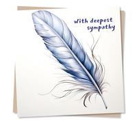 With Deepest Sympathy - Feather - Condolences Card - Made in UK