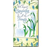 With Deepest Sympathy For All The Family - Condolence Card with Colour Insert & Encouraging Verse - Snowdrops Flowers - Loving Words by Cadigan Cards (WC20-12)
