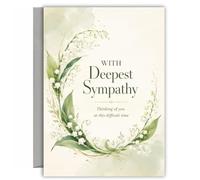 With Deepest Sympathy Lily of the Valley Card SYM33 | Elegant floral condolence card with envelope included, blank inside for your own heartfelt message.