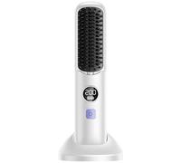 With Digital Display, Ionic Hair Brush For Ooth Hair, Mini Cordless Portable Hair Straightener, 2000 Mah Battery, 5 Temp Settings, Includes Charging Base And Cable