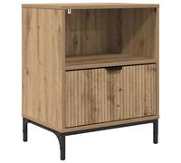 Bedside Table Sonoma Oak 49x36x61cm Engineered Wood Drawer Shelf With Steel Legs