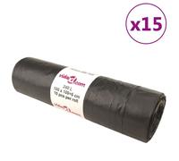 vidaXL Bin Bags - Black Rubbish Bag with Drawstring, Tear-Resistant LDPE Material, 240 L Capacity, Suitable for Household and Outdoor Use