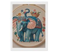 With Embroidered Elephant 5D Round Drill Diamond Painting Kit Canvas Version, DIY Diamond Art Craft For Adults Beginners, Shiny Resin Diamond Art Canvas Set, DIY Full Drill, Waterproof Wall Decor Gift