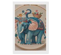 With Embroidered Elephant 5D Round Drill Diamond Painting Kit Canvas Version, DIY Diamond Art Craft For Adults Beginners, Shiny Resin Diamond Art Canvas Set, DIY Full Drill, Waterproof Wall Decor Gift