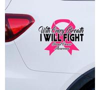 with Every Breath I Will Fight Breast Cancer Car Window Stickers Breast Cancer Ribbon Heal Car Decal Window Decal Fighte Cancer Awareness Car Bumper Decals Decor for Truck Window Bumper Gift to Women