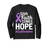 with Faith Comes Hope Awareness Support for Recovery Long Sleeve T-Shirt