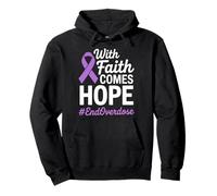 With Faith Comes Hope Awareness Support for Recovery Pullover Hoodie