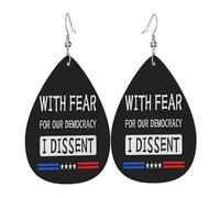With fear for our democracy i dissent clearly visible Leather Earrings, Clothing Decoration, Suitable For Festival Parties, Holidays And Daily Life