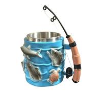 with fish theme - 300ml, 3D embossed design, drinking cup with comfortable grip | Ceramic fishing cup for ice water juice latte tea beer father friend grandfather uncle grandfather
