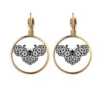with Floral Wings Gold Clip On Drop Earrings Non Piercing Dangle Jewelry
