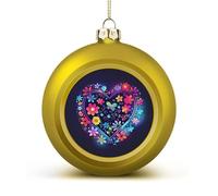 with Flower Pattern Christmas Ball Ornaments - Golden Shatterproof Plastic Vintage Rustic Xmas Tree Decorations Pendant for Family Holiday Wedding Party Xmas Hanging Decoration