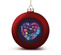 with Flower Pattern Christmas Ball Ornaments - Red Shatterproof Plastic Vintage Rustic Xmas Tree Decorations Pendant for Family Holiday Wedding Party Xmas Hanging Decoration