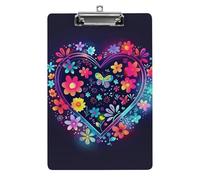 with Flower Pattern Clipboard 8.5×12.5 Inch Acrylic Clip Board with Metal Clip A4 Letter Size Decorative Clipboard Cute Hanging Clipboards for Office, Teacher, Nurse, Doctor,
