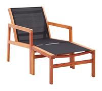 (with footrest) vidaXL Solid Eucalyptus Wood Garden Chair Black/Grey with/without Footrest