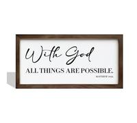 With God All Things Are Possible - Christian Wall Art, Framed Plaque Sign, Bible Verse Frame, Scripture Art, Artwork for Home and Living Room Decor