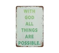 with God All Things are Possible Gradient Art Vintage Tin Sign Metal Tin Sign Wall Art Relax Art Stress Relief Gift Fun Wall Decor 8x12 Inch