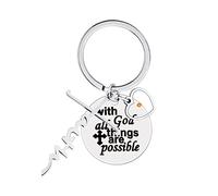 With God All Things Are Possible Key Chain Initial Faith Cross Keychain Mustard Seed Charms Bible Keyring Y1913