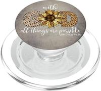 With God All Things Are Possible Leopard Sunflower Faith PopSockets PopGrip for MagSafe