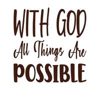 with god All Things are Possible Letter Quote Fine Carving Stickers 54.6x56.3cm It Won't Fall Off Coffee