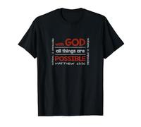 with GOD All Things are Possible Matthew 19:26 Bible Verse Value Graphic T-Shirt, Men, Black, S
