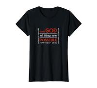 with GOD All Things are Possible Matthew 19:26 Bible Verse Value Graphic T-Shirt, Women, Black, L