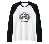 with God All Things are Possible Matthew 19:26 Faith Verse Raglan Baseball Tee
