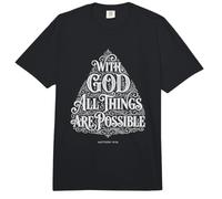 with God All Things are Possible | Matthew 19:26 Typography Comfort Colors Adult Heavyweight T-Shirt