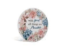 With God All Things Are Possible Metal Sign Graceful Aluminum Wall Decor for Bedroom, Entryway, Tea Room, Church, Vanity Area, 8x8 Inches (25243)