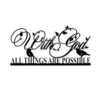 With God All Things Are Possible Metal Wall Decor, Religious Scripture Black Christian Bible Verses Everthing Is Possible With God Wall Hanging Decor for Home, Living Room, Office, Church, Pray Room