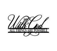 With God All Things Are Possible Metal Wall Decor Wall Art,13.7x7.4 in