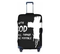 with God All Things are Possible Universal Stretch Suitcase Cover Carry On Luggage Sleeve Anti Scratch Travel Baggage Protector for Unisex Women Travel X-Large