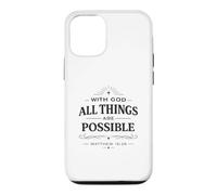 With God All Things Matthew 19:26 Christian Bible Verse Case for iPhone 12/12 Pro
