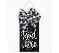 With God All Things Wood Plaque 13.625"x6.75"
