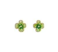 with gradient crystal green floral earrings, small fresh green fairy tale sweet summer floral for women.