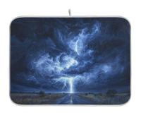 with Hanging Loop Dish Drying Mat Storm Dark Clouds Light Tornado Countertops Protector Pad Multifunction Dish Draining Board Mats for Plates Dishes 46X61cm