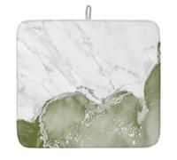 with Hanging Loop Dish Drying Pad Green Marble Crack Modern Abstract Geometric Texture Drying Mat Absorbent Dish Draining Board Mats for Kitchen Counter Mug 46X61cm