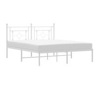 vidaXL Metal Bed Frame without Mattress with Headboard White 150x200cm